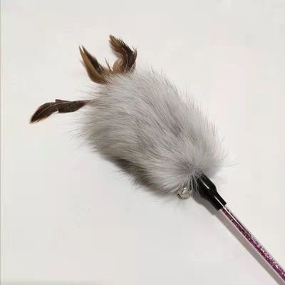 Teasing Pet Plush Cat Toy Fox Feather Plush Teasing Cat Stick z uchwytem