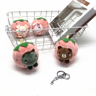 10cm Cartoon Strawberry Animal Face Brelok Pluszowe zabawki do kluczyków samochodowych