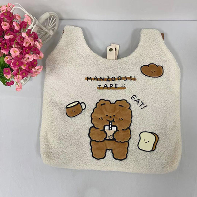 Moda Prosty pluszowy niedźwiedź Śliczna płócienna torba na ramię 42 cm Duża pojemność